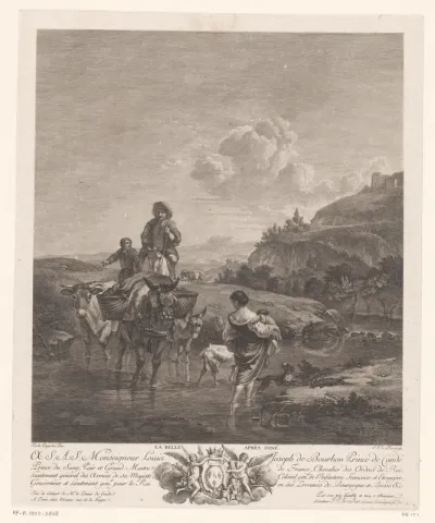Landschap met herders bij een doorwaadbare plaats