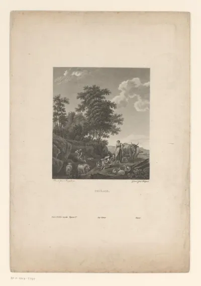 Landschap met herders bij hun vee