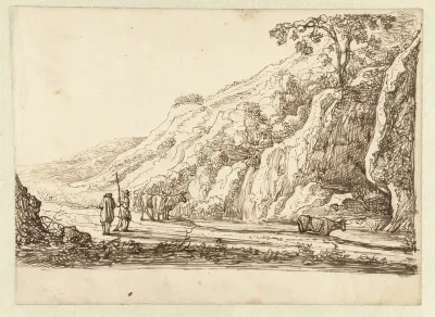 Landschap met herders en koeien