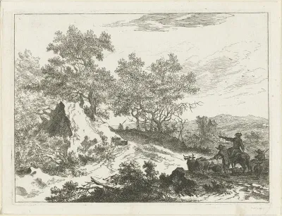 Landschap met herders en ruïne