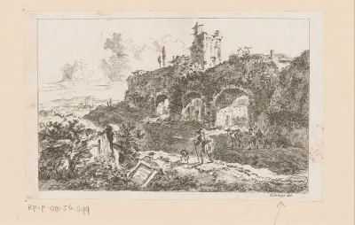Landschap met herders en ruïnes