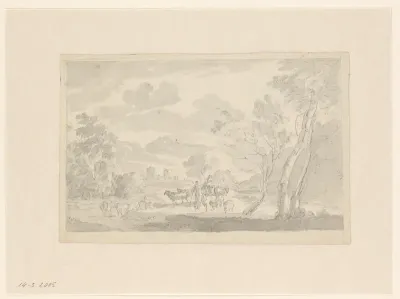 Landschap met herders en vee