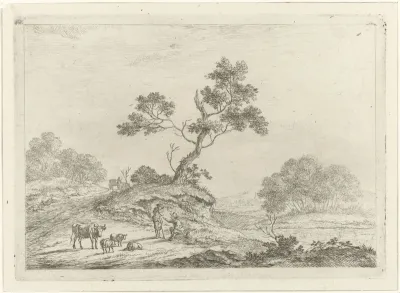 Landschap met herders in gesprek