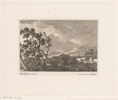 Landschap met herders in storm