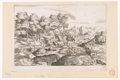Landschap met herders met kudde