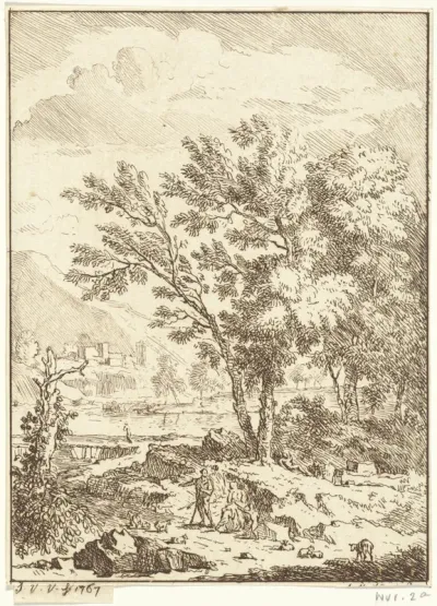 Landschap met herdersfamilie