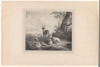Landschap met herten