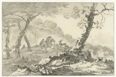 Landschap met hertenjacht