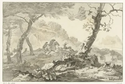 Landschap met hertenjacht