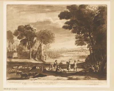 Landschap met het huwelijk van Isaak en Rebekka
