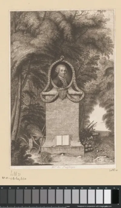 Landschap met het portret van François-Jacques de Chastenet Puységur in een medaillon