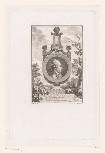 Landschap met het portret van Jean-Benjamin de La Borde in een medaillon