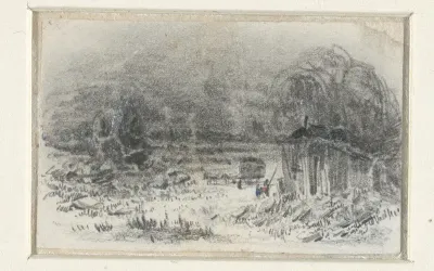 Landschap met hooiwagen