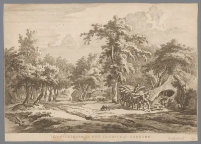 Landschap met hooiwagen bij Westerbork