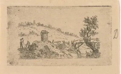 Landschap met houten brug