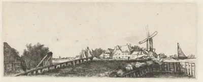 Landschap met houten brug