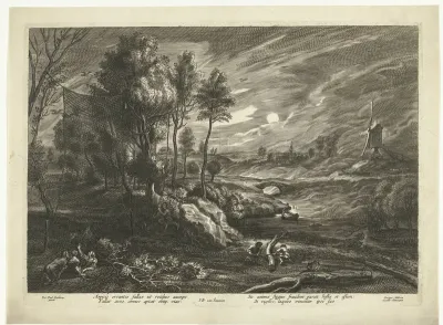 Landschap met houtsnippenvanger