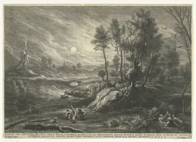 Landschap met houtsnippenvanger