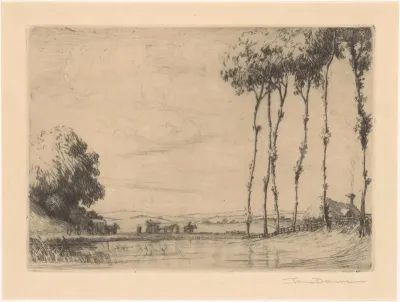 Landschap met huifkar en woonwagen