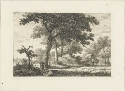 Landschap met huifkar