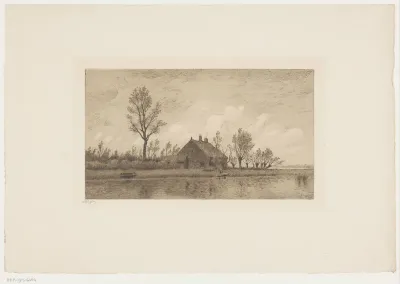 Landschap met huis aan de oever van het Kagermeer