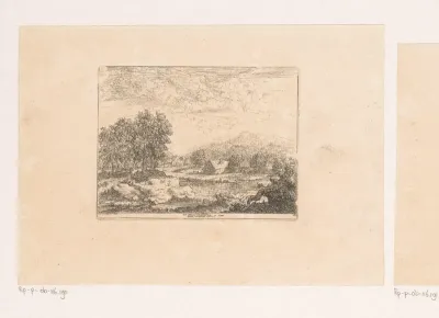 Landschap met huizen langs een rivier