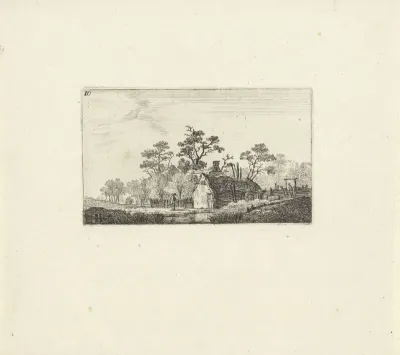 Landschap met huizen tussen het geboomte