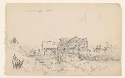 Landschap met hutten bij Amsterdam