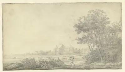 Landschap met in de verte Huis Nieuwburgh te Rijswijk