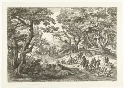 Landschap met jachtpartij