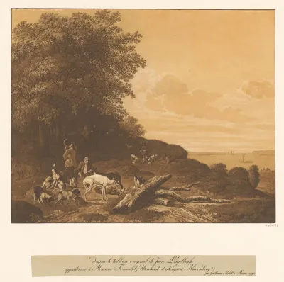 Landschap met jagers aan de bosrand
