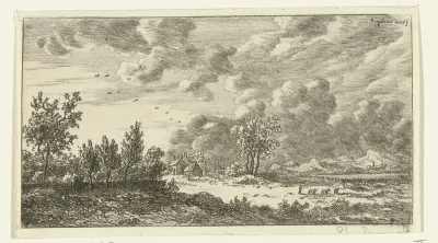 Landschap met jongen en drie geiten
