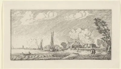 Landschap met kalkoven bij regen
