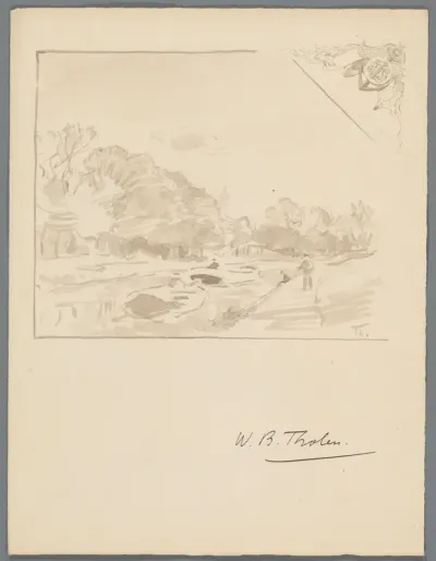 Landschap met kanaal en boten