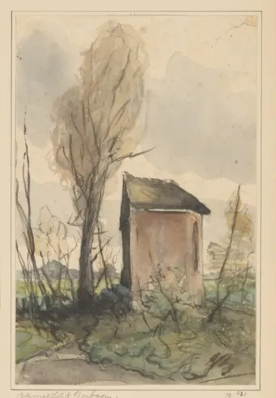 Landschap met kapel