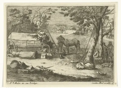 Landschap met kar en figuren