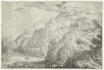 Landschap met kasteel en rivier