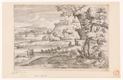 Landschap met kasteel op een berg