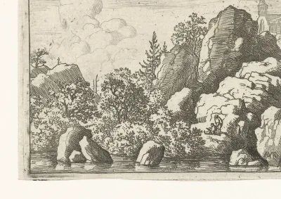 Landschap met kerk op een berg
