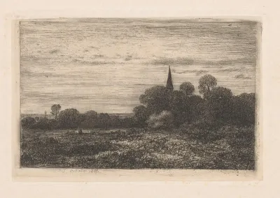 Landschap met kerktoren