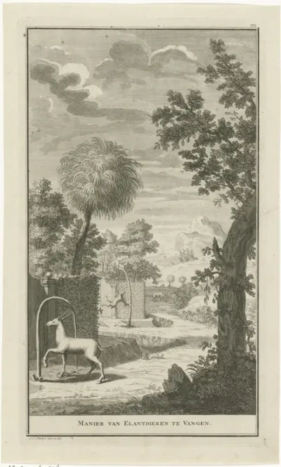 Landschap met Khoekhoe ie jagen op elanden