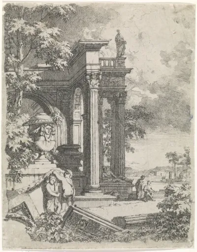 Landschap met klassieke tempel