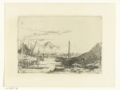 Landschap met kleine haven