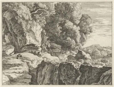 Landschap met kleine waterval