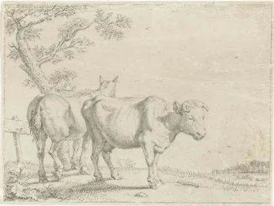 Landschap met koe en paard