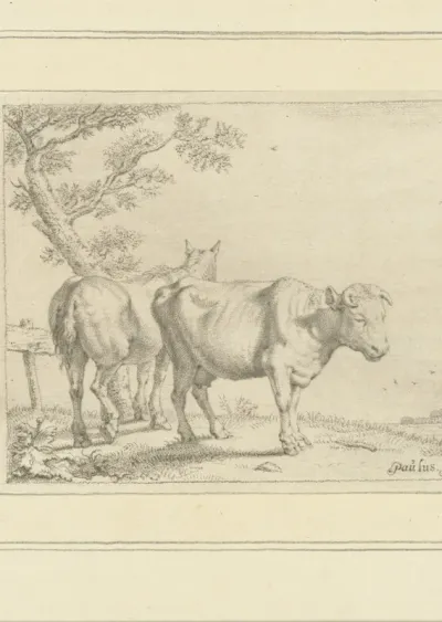 Landschap met koe en paard