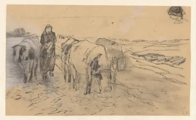 Landschap met koeien en een herderin