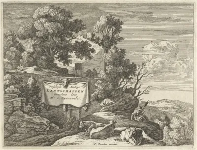Landschap met koeien en een spinster