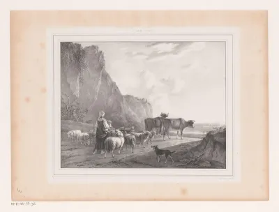 Landschap met kudde en herderin