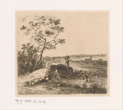 Landschap met lage brug bij Pont-à-Marcq